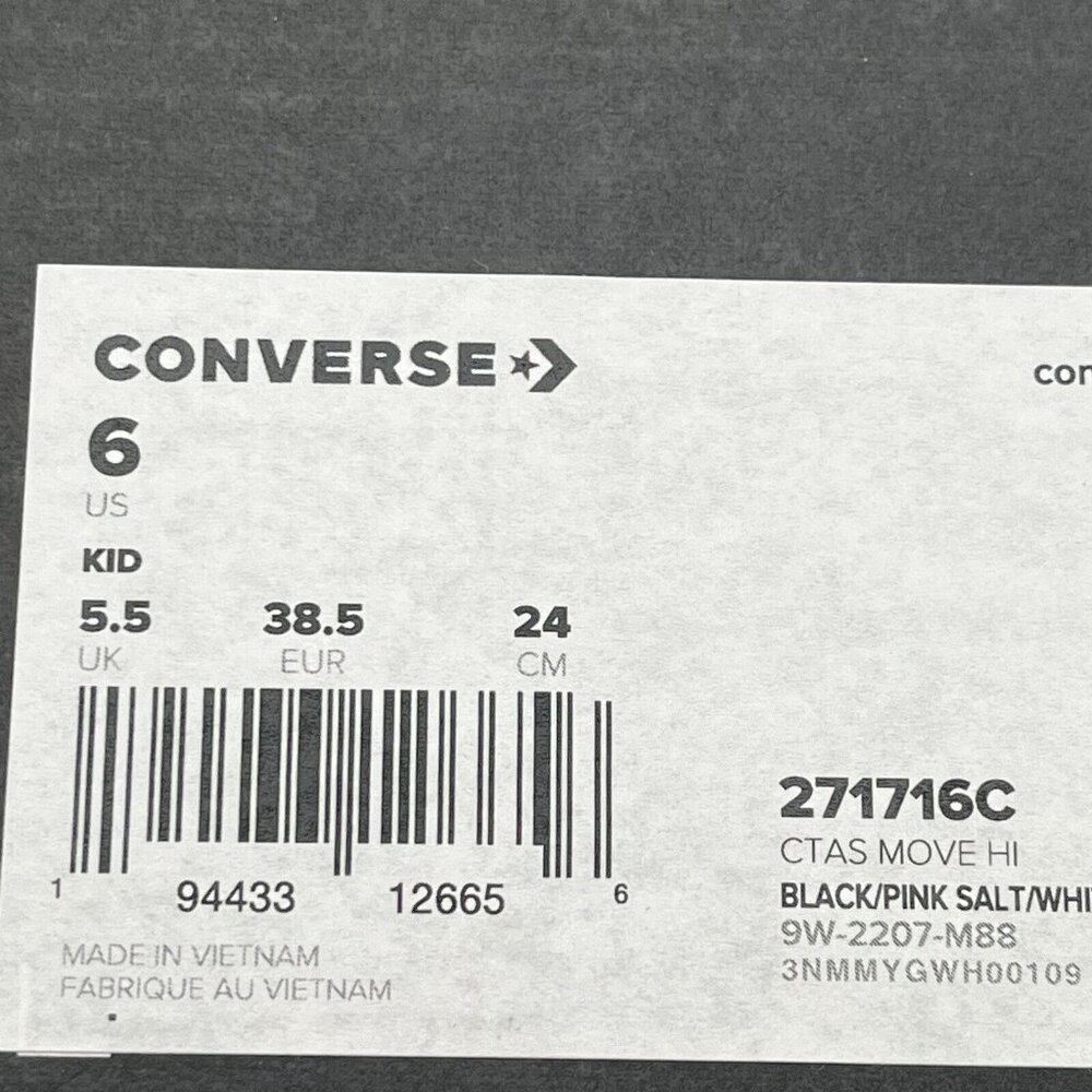 Converse Chuck Taylor All Star Move Youth Girls Platform Sneakers Size 6 Black - Picture 11 of 16